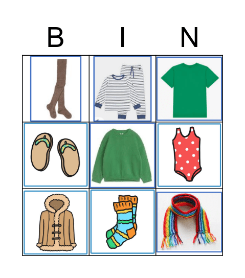 HOLIDAY CLOTHES Bingo Card