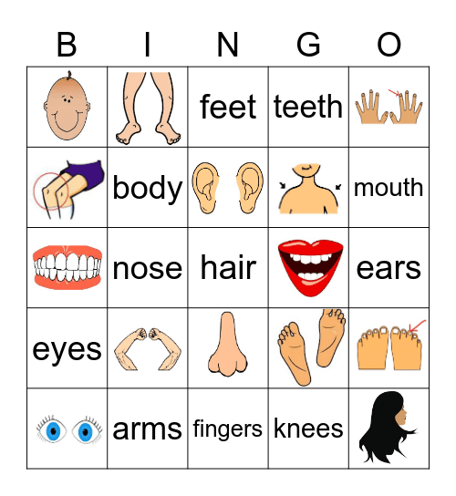 BODY PARTS Bingo Card