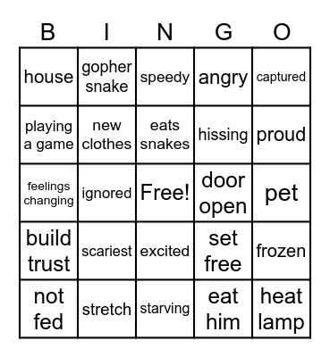 We Can't All Be Rattlesnakes Bingo Card