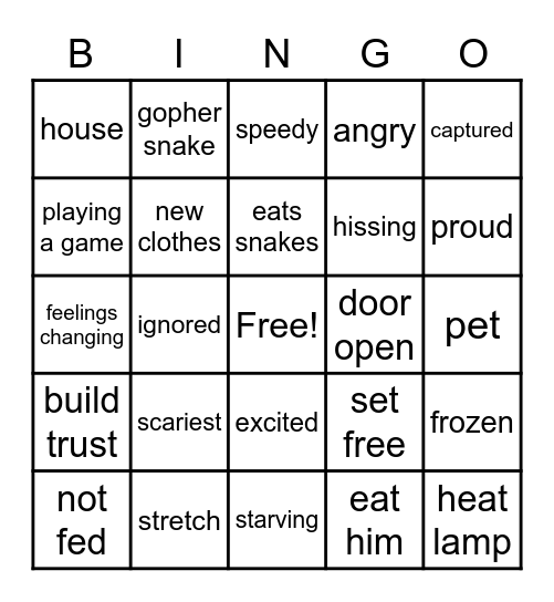 We Can't All Be Rattlesnakes Bingo Card