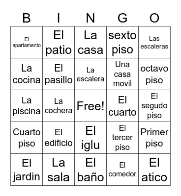 La Casa Bingo Card