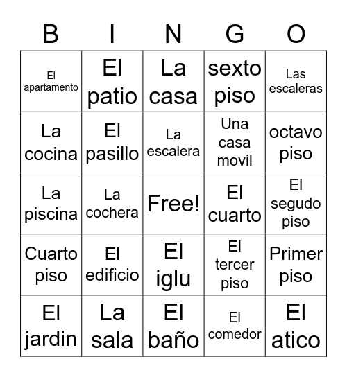 La Casa Bingo Card