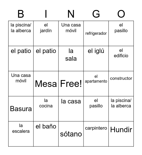 House Bingo Card