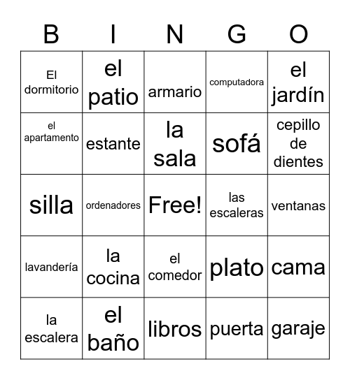 La casa Bingo Card