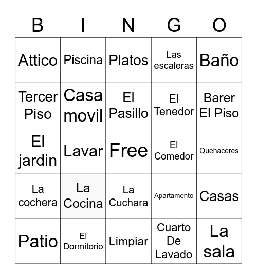 La Casa Bingo Card