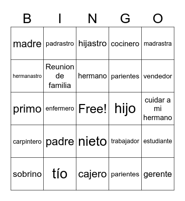 La Familla Bingo Card
