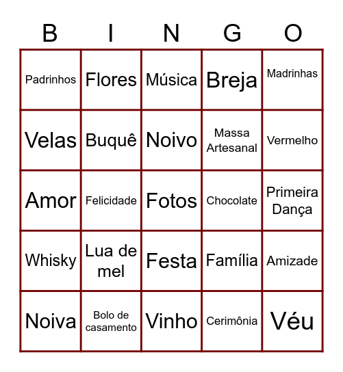 Casamento Matheus ♥ Sabrina Bingo Card