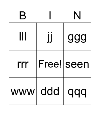 Irregular verbs Bingo Card