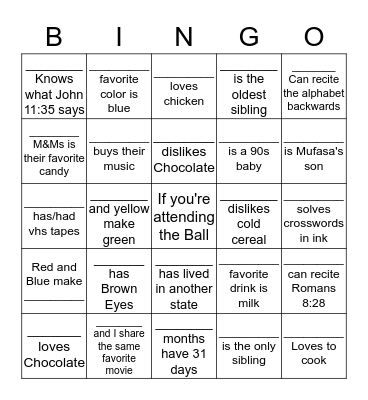 Get to Know You Bingo Card