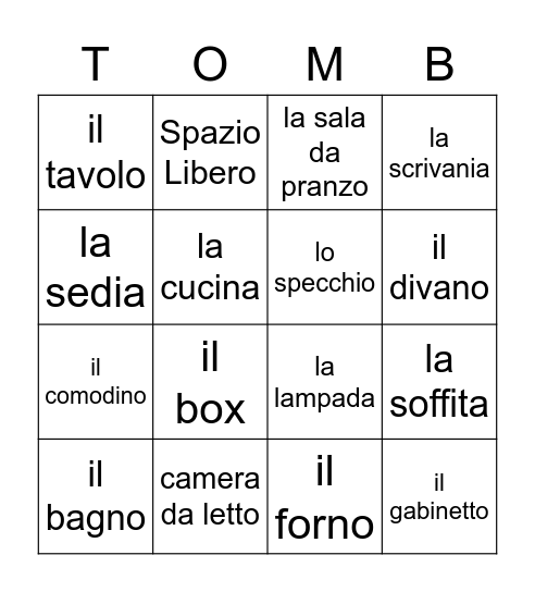 La Casa Bingo Card