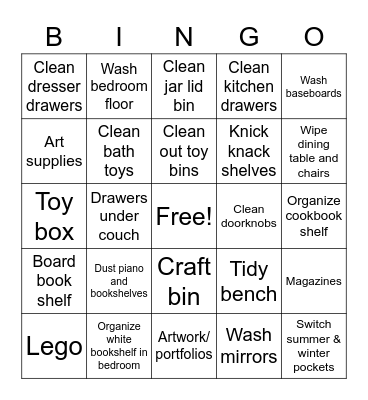 Spring Cleaning Bingo #1 Bingo Card
