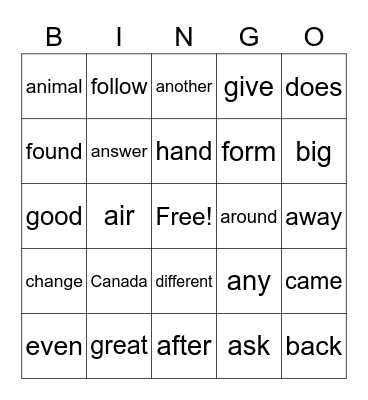 Sight Words 3 Bingo Card