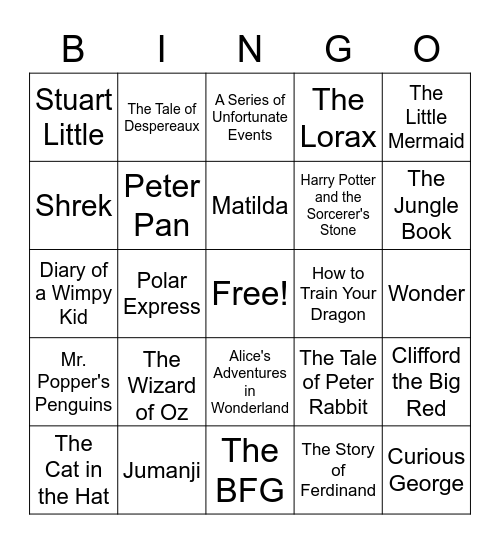 Movies Vs Books Bingo Card