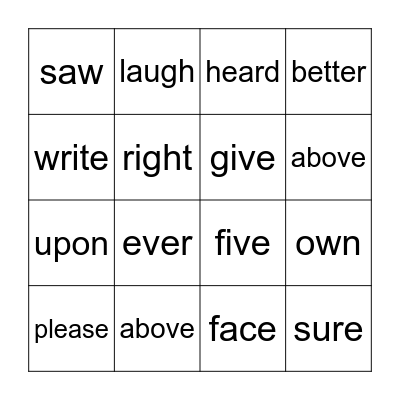Bryce and Gabe Bingo Card