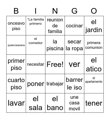 La Casa Bingo Card