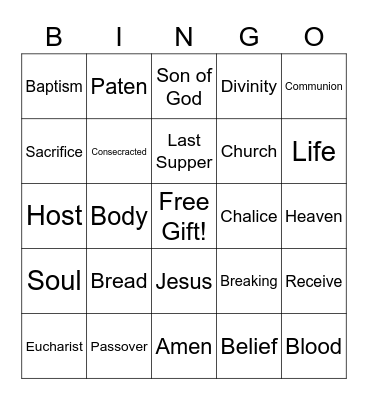 Eucharist Bingo Card