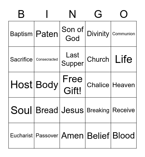 Eucharist Bingo Card