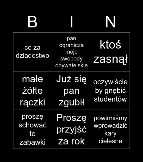 MAZURKIEWICZ BINGO Card