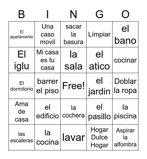 La Casa Bingo Card