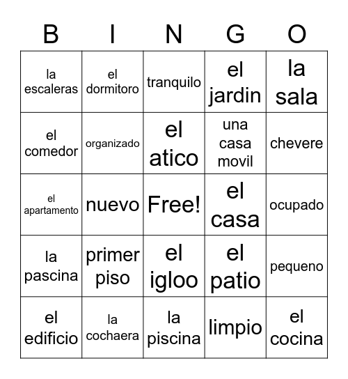 La Casa Bingo Card