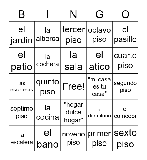 la casa Bingo Card