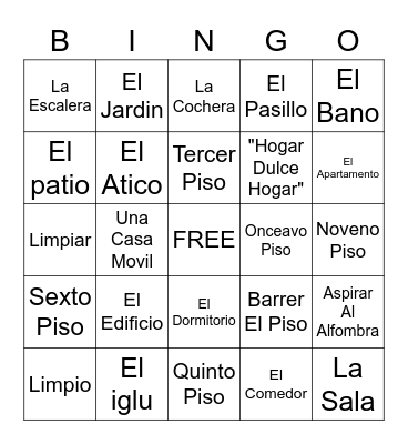 El Casa Bingo Card