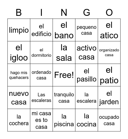 La casa Bingo Card