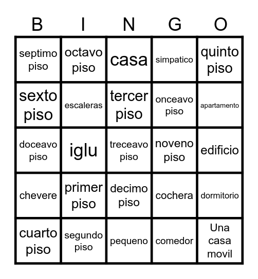 La casa Bingo Card