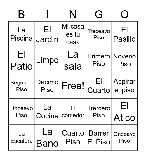 La Casa Bingo Card