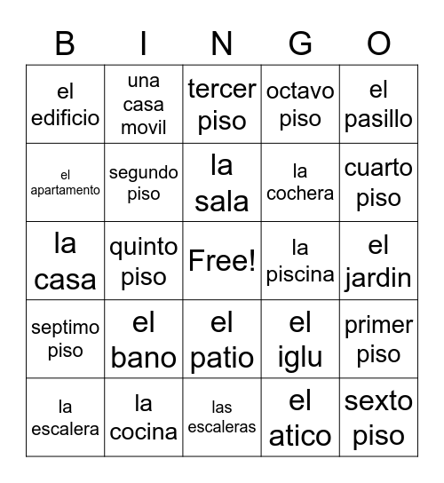 la casa Bingo Card