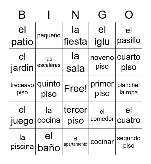 La Casa Bingo Card