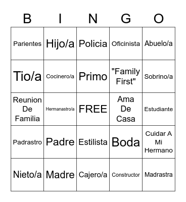La Familia Bingo Card