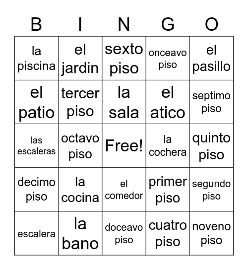 la casa Bingo Card