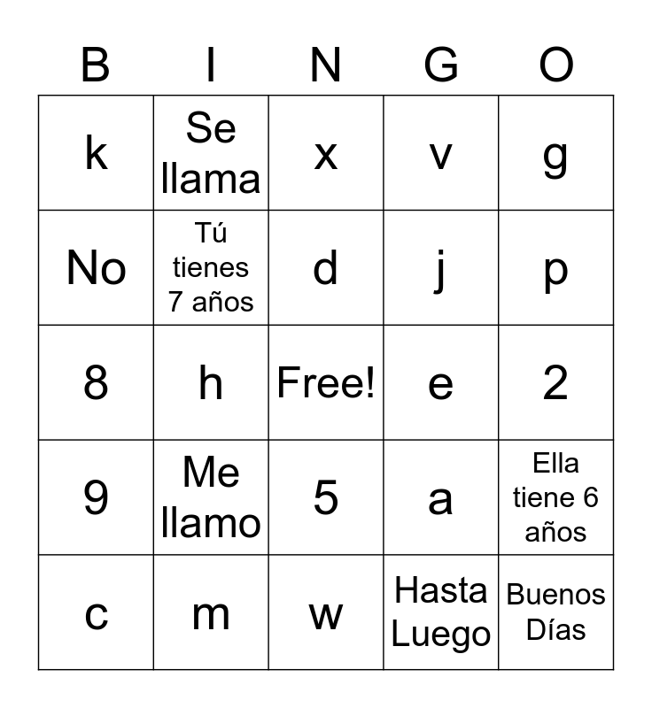 spanish get to know you bingo