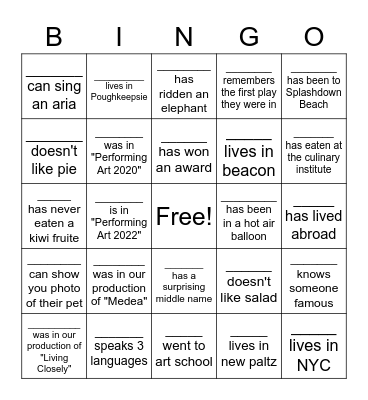 LAB-INGO Bingo Card