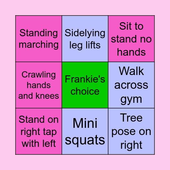 Frankie's exercises! Bingo Card