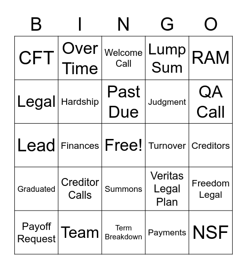 Debt Bingo Card