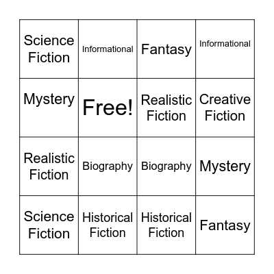 Genre Bingo Card