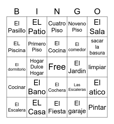 El Casa Bingo Card