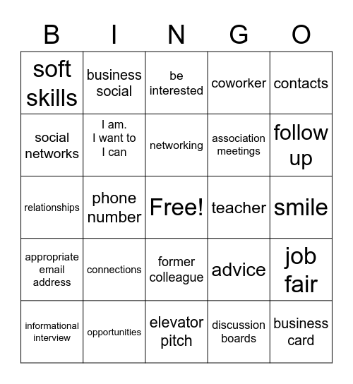Job Search 1 Bingo Card