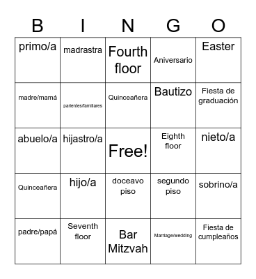 La casa y la familia Bingo Card