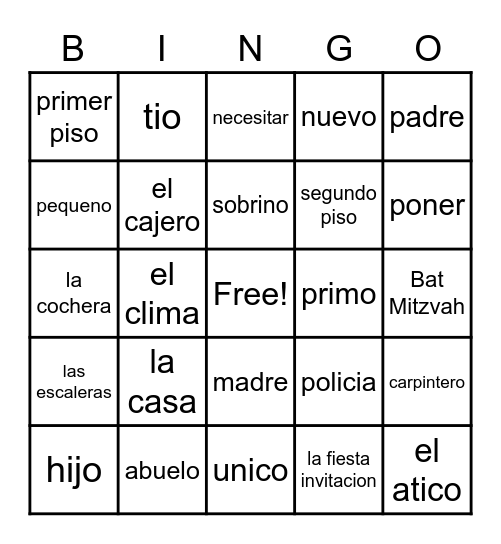 LA CASA Bingo Card