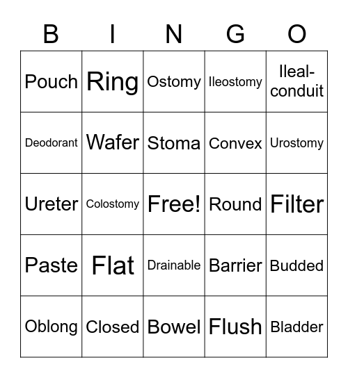 Ostomy Bingo Card