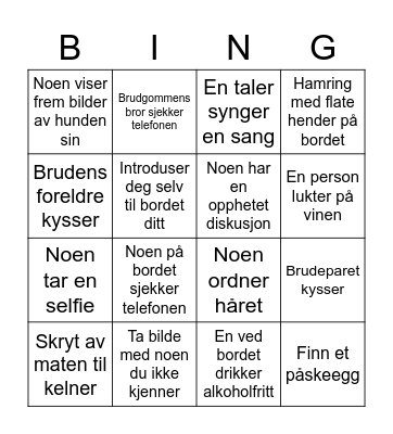 Wedding Bingo Card