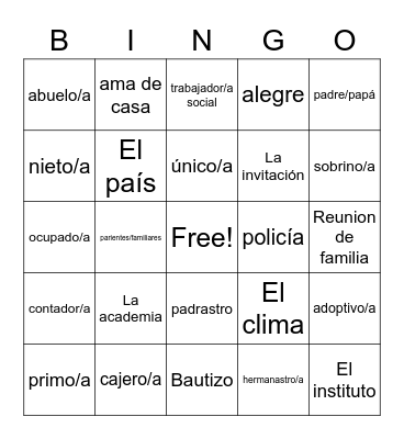 La famila BINGO(2) Bingo Card
