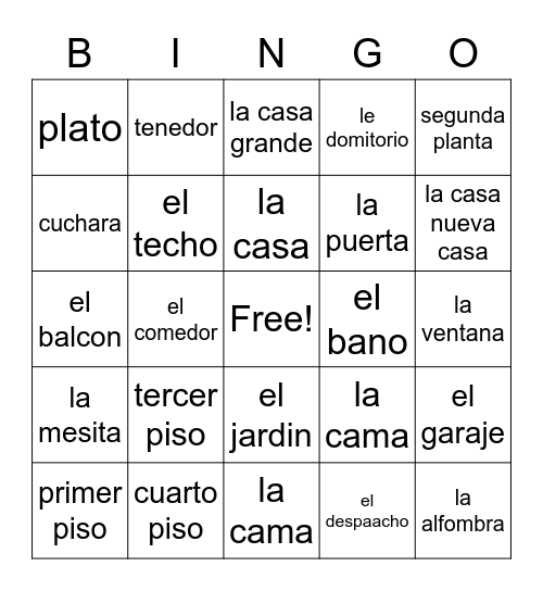 La casa Bingo Card