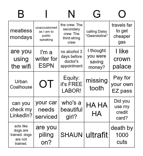 ROB BINGO Card