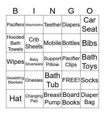 Baby Gift Bingo Card