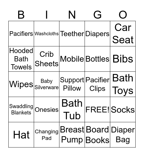Baby Gift Bingo Card