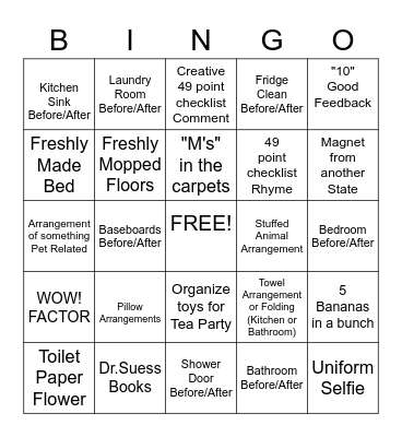 CLEANING BINGO Card